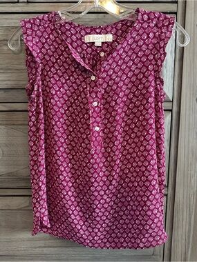 LOFT Magenta Printed Sleeveless Top